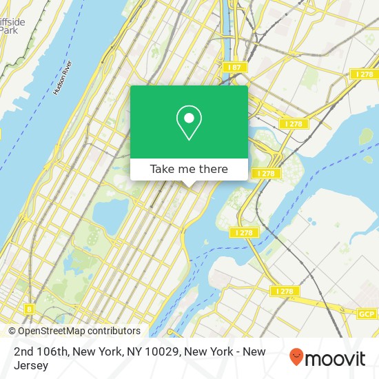 Mapa de 2nd 106th, New York, NY 10029