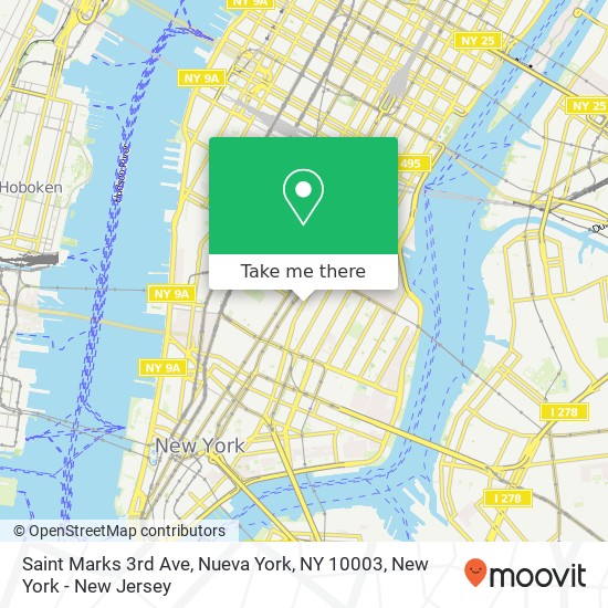 Mapa de Saint Marks 3rd Ave, Nueva York, NY 10003