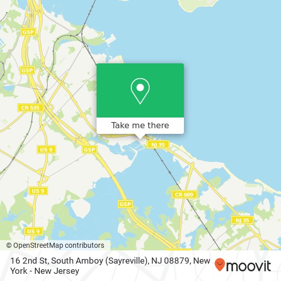 Mapa de 16 2nd St, South Amboy (Sayreville), NJ 08879