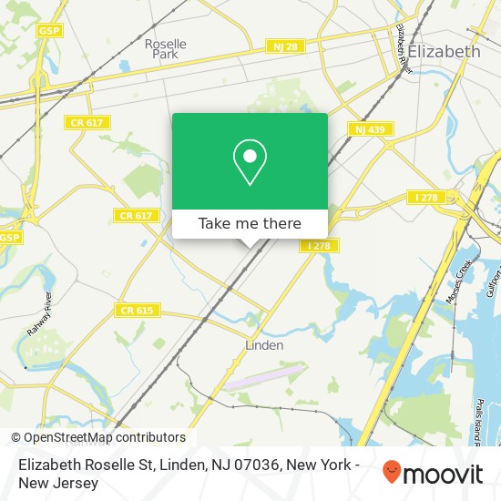 Mapa de Elizabeth Roselle St, Linden, NJ 07036