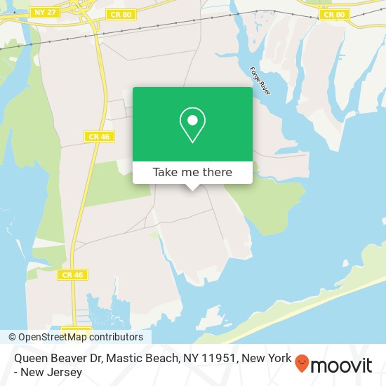 Mapa de Queen Beaver Dr, Mastic Beach, NY 11951