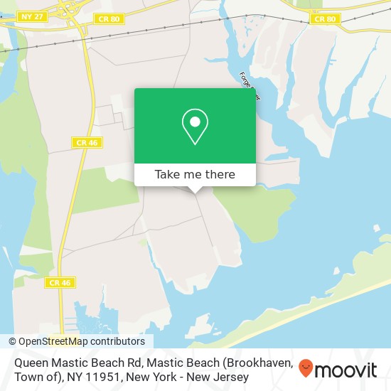 Queen Mastic Beach Rd, Mastic Beach (Brookhaven, Town of), NY 11951 map