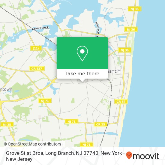 Mapa de Grove St at Broa, Long Branch, NJ 07740