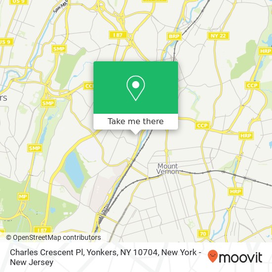 Mapa de Charles Crescent Pl, Yonkers, NY 10704