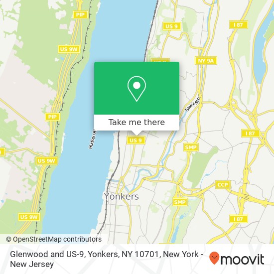 Glenwood and US-9, Yonkers, NY 10701 map