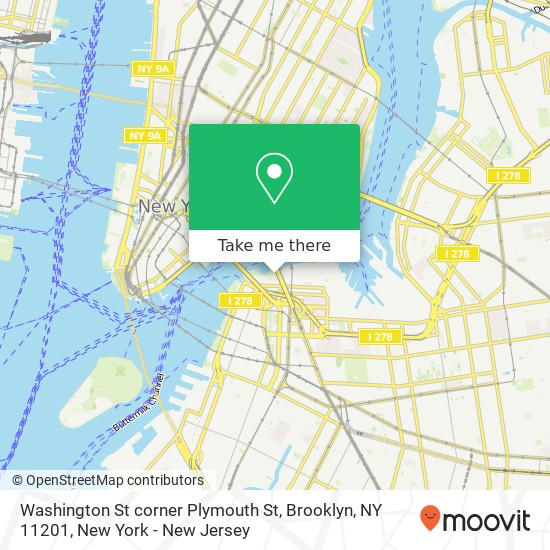 Mapa de Washington St corner Plymouth St, Brooklyn, NY 11201