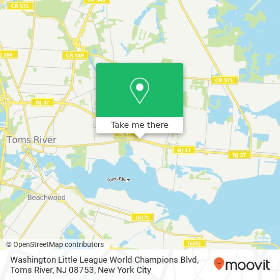 Mapa de Washington Little League World Champions Blvd, Toms River, NJ 08753