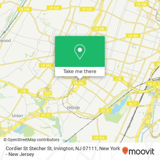 Cordier St Stecher St, Irvington, NJ 07111 map