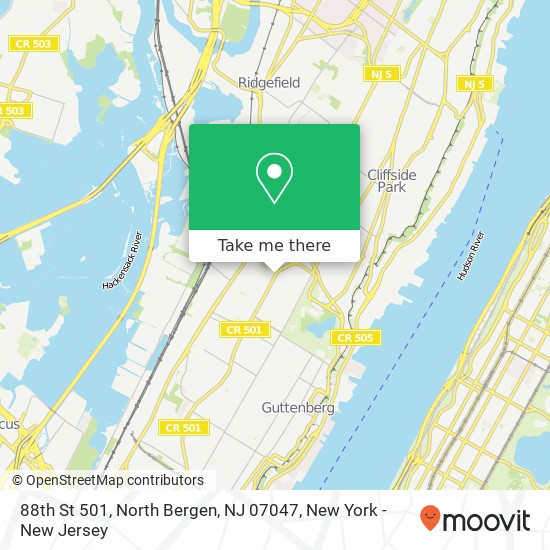 Mapa de 88th St 501, North Bergen, NJ 07047