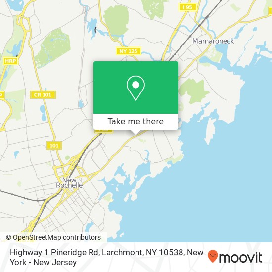 Mapa de Highway 1 Pineridge Rd, Larchmont, NY 10538