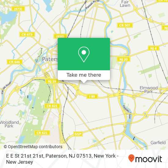 Mapa de E E St 21st 21st, Paterson, NJ 07513