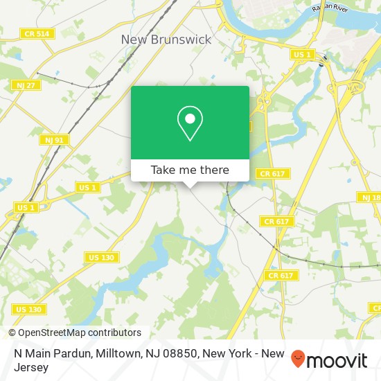 Mapa de N Main Pardun, Milltown, NJ 08850