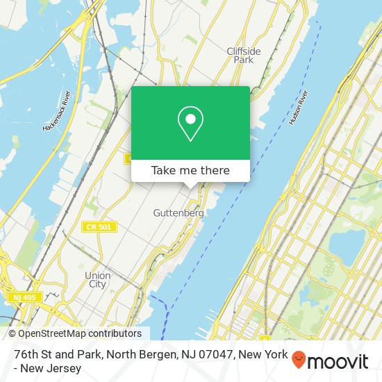 Mapa de 76th St and Park, North Bergen, NJ 07047
