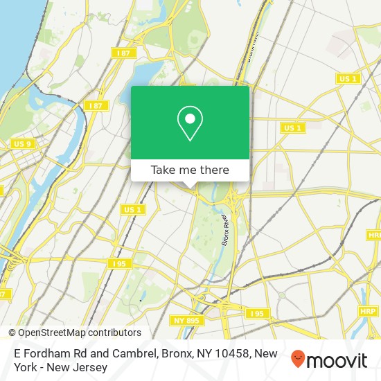 Mapa de E Fordham Rd and Cambrel, Bronx, NY 10458