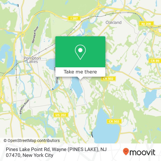 Mapa de Pines Lake Point Rd, Wayne (PINES LAKE), NJ 07470