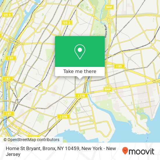 Mapa de Home St Bryant, Bronx, NY 10459