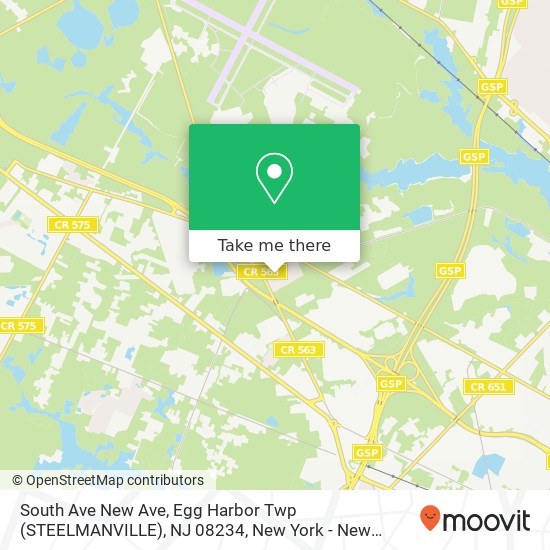 Mapa de South Ave New Ave, Egg Harbor Twp (STEELMANVILLE), NJ 08234