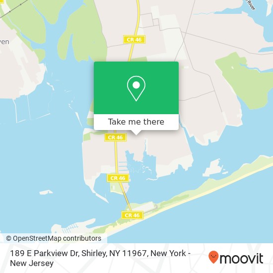 Mapa de 189 E Parkview Dr, Shirley, NY 11967