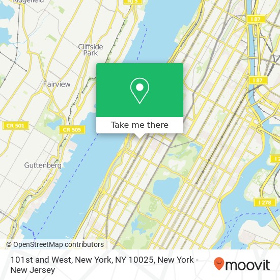 101st and West, New York, NY 10025 map