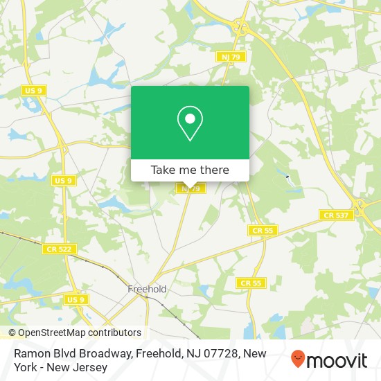 Mapa de Ramon Blvd Broadway, Freehold, NJ 07728