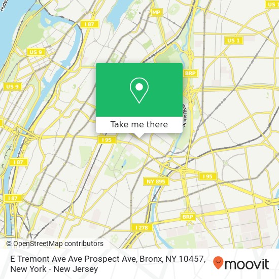 Mapa de E Tremont Ave Ave Prospect Ave, Bronx, NY 10457