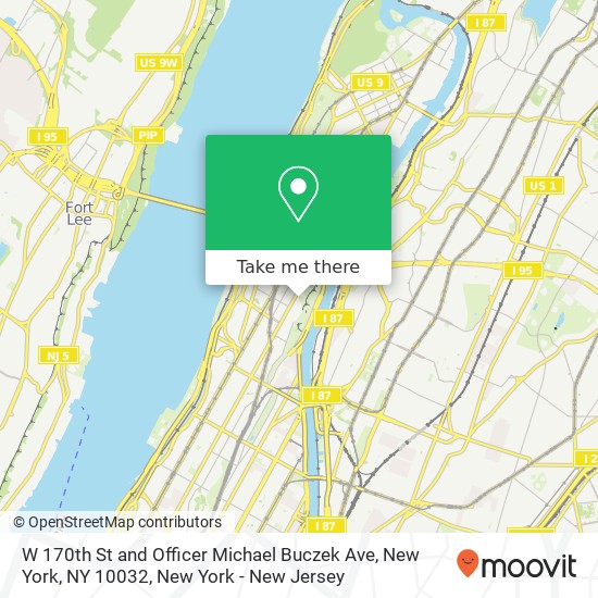 W 170th St and Officer Michael Buczek Ave, New York, NY 10032 map