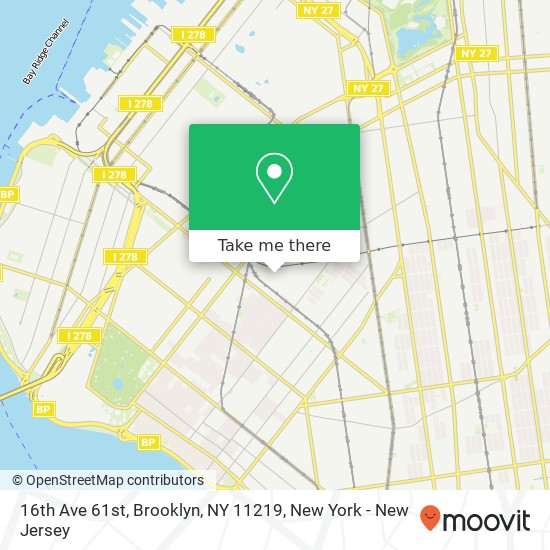 Mapa de 16th Ave 61st, Brooklyn, NY 11219