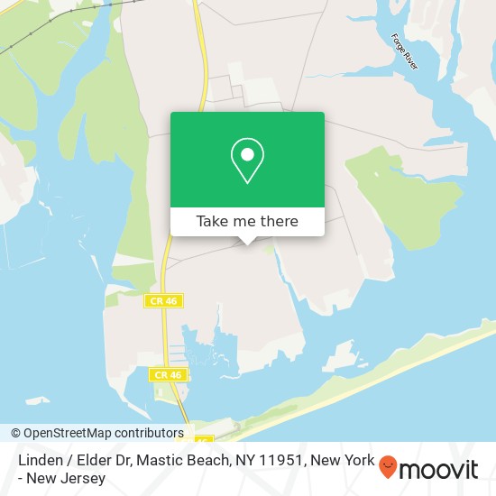 Linden / Elder Dr, Mastic Beach, NY 11951 map