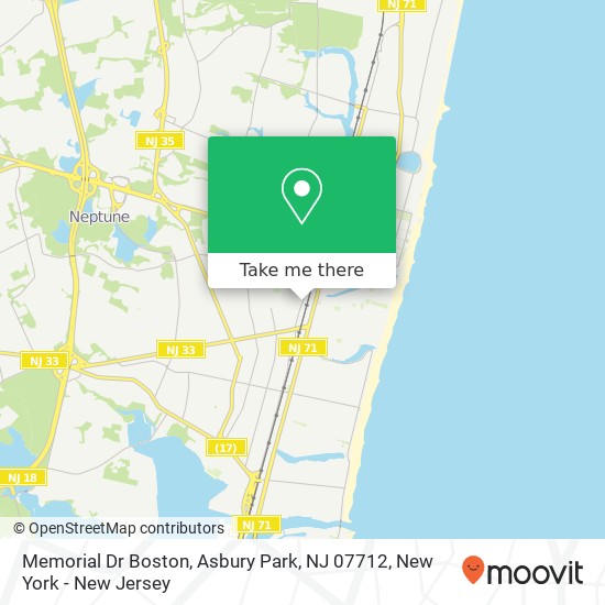 Mapa de Memorial Dr Boston, Asbury Park, NJ 07712