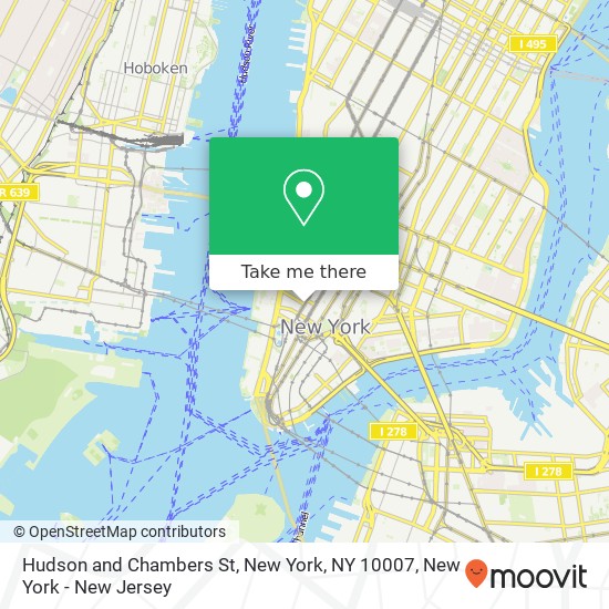 Hudson and Chambers St, New York, NY 10007 map