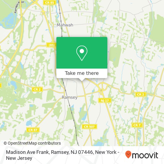 Mapa de Madison Ave Frank, Ramsey, NJ 07446