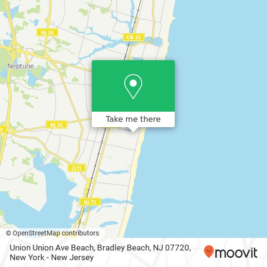Mapa de Union Union Ave Beach, Bradley Beach, NJ 07720