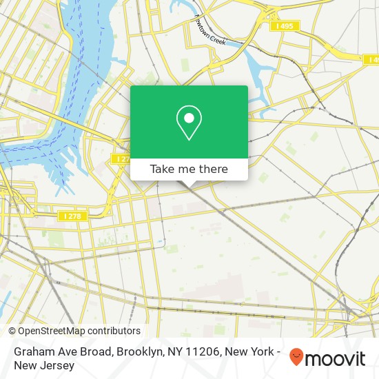 Mapa de Graham Ave Broad, Brooklyn, NY 11206