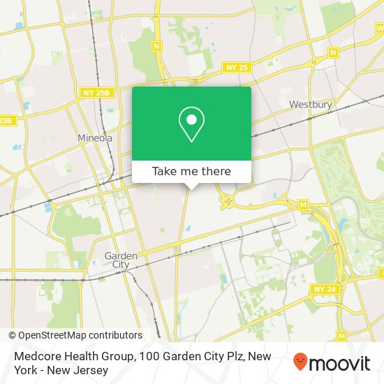 Mapa de Medcore Health Group, 100 Garden City Plz