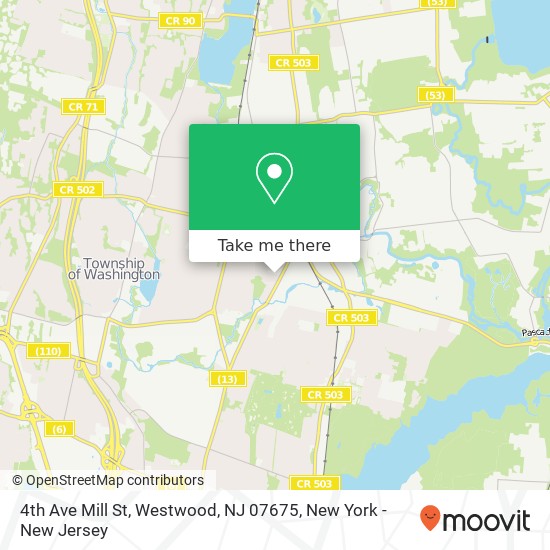 Mapa de 4th Ave Mill St, Westwood, NJ 07675