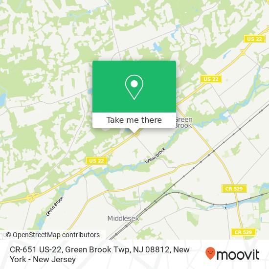 Mapa de CR-651 US-22, Green Brook Twp, NJ 08812
