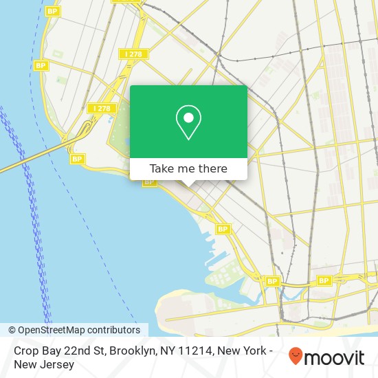 Mapa de Crop Bay 22nd St, Brooklyn, NY 11214