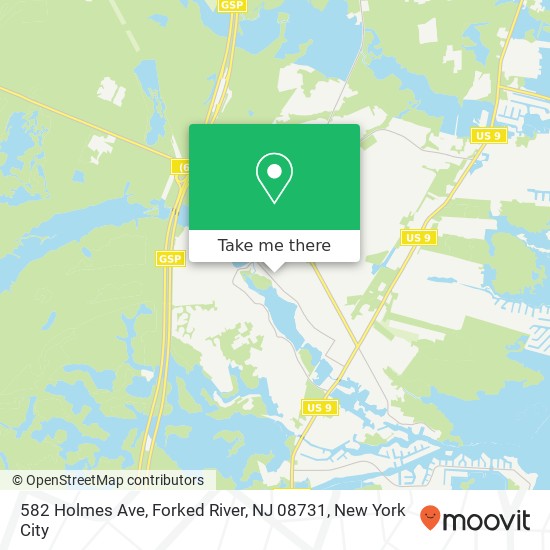 Mapa de 582 Holmes Ave, Forked River, NJ 08731