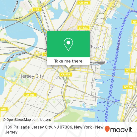 Mapa de 139 Palisade, Jersey City, NJ 07306