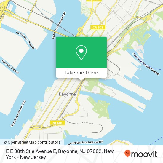 E E 38th St e Avenue E, Bayonne, NJ 07002 map
