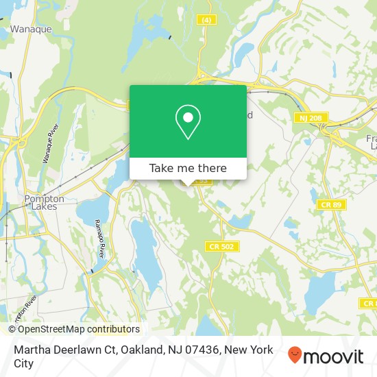 Mapa de Martha Deerlawn Ct, Oakland, NJ 07436