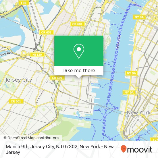 Mapa de Manila 9th, Jersey City, NJ 07302