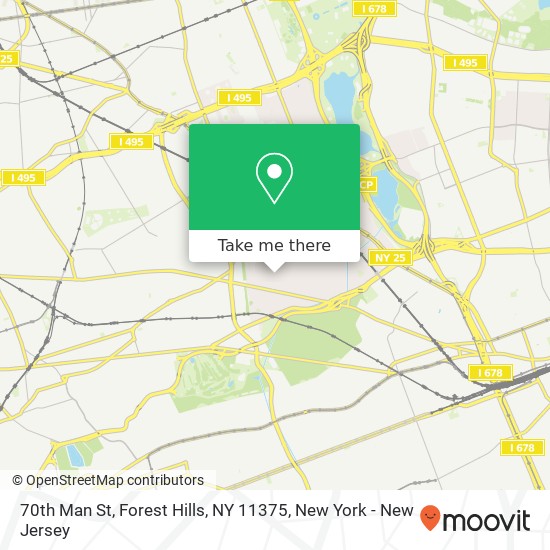 Mapa de 70th Man St, Forest Hills, NY 11375