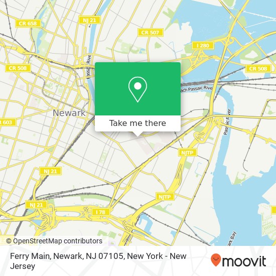 Mapa de Ferry Main, Newark, NJ 07105