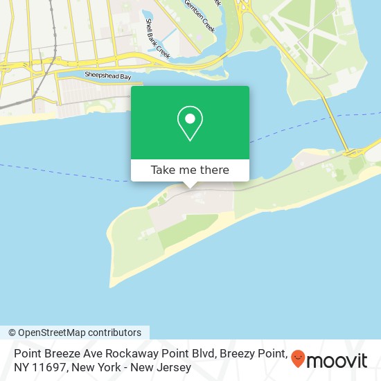 Mapa de Point Breeze Ave Rockaway Point Blvd, Breezy Point, NY 11697