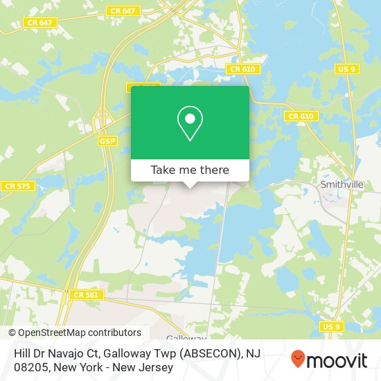 Mapa de Hill Dr Navajo Ct, Galloway Twp (ABSECON), NJ 08205