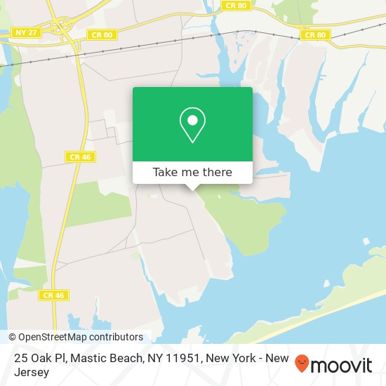 Mapa de 25 Oak Pl, Mastic Beach, NY 11951