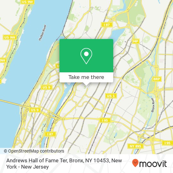 Mapa de Andrews Hall of Fame Ter, Bronx, NY 10453