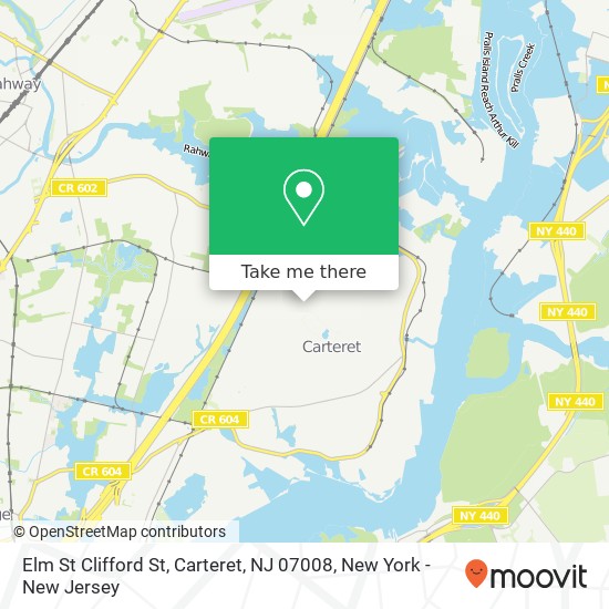 Mapa de Elm St Clifford St, Carteret, NJ 07008