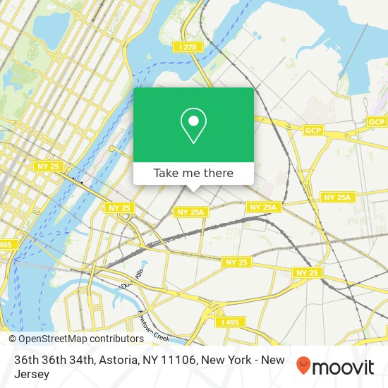 Mapa de 36th 36th 34th, Astoria, NY 11106